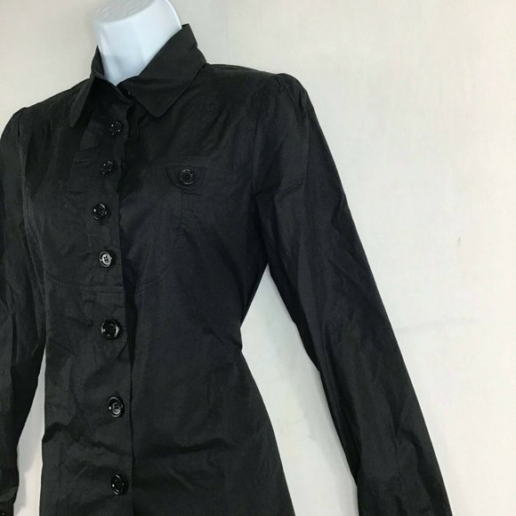 ANNARITA N Women's Black Classic Long Sleeve Button Up Casual Shirt Size 6 - Picture 3 of 11